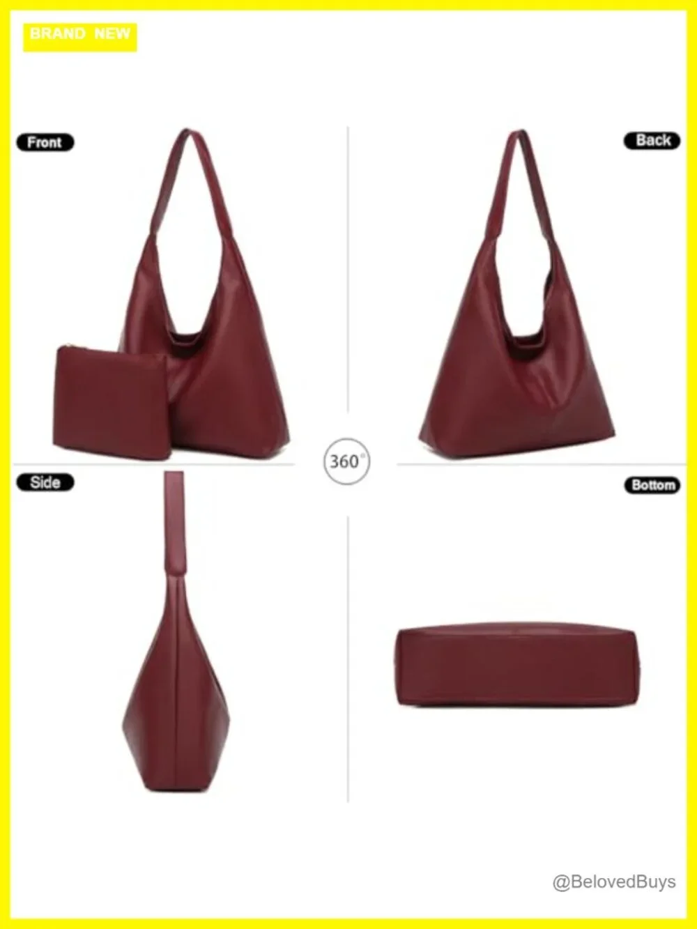 Slouchy Hobo Bag Shoulder Bag Faux Leather Tote Purse Work Travel